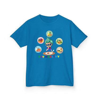 Kids Heavy Cotton™ Tee - Supper kiddo showing healthy food to eat - [[{"value":"Wonderwear Kid"}]]