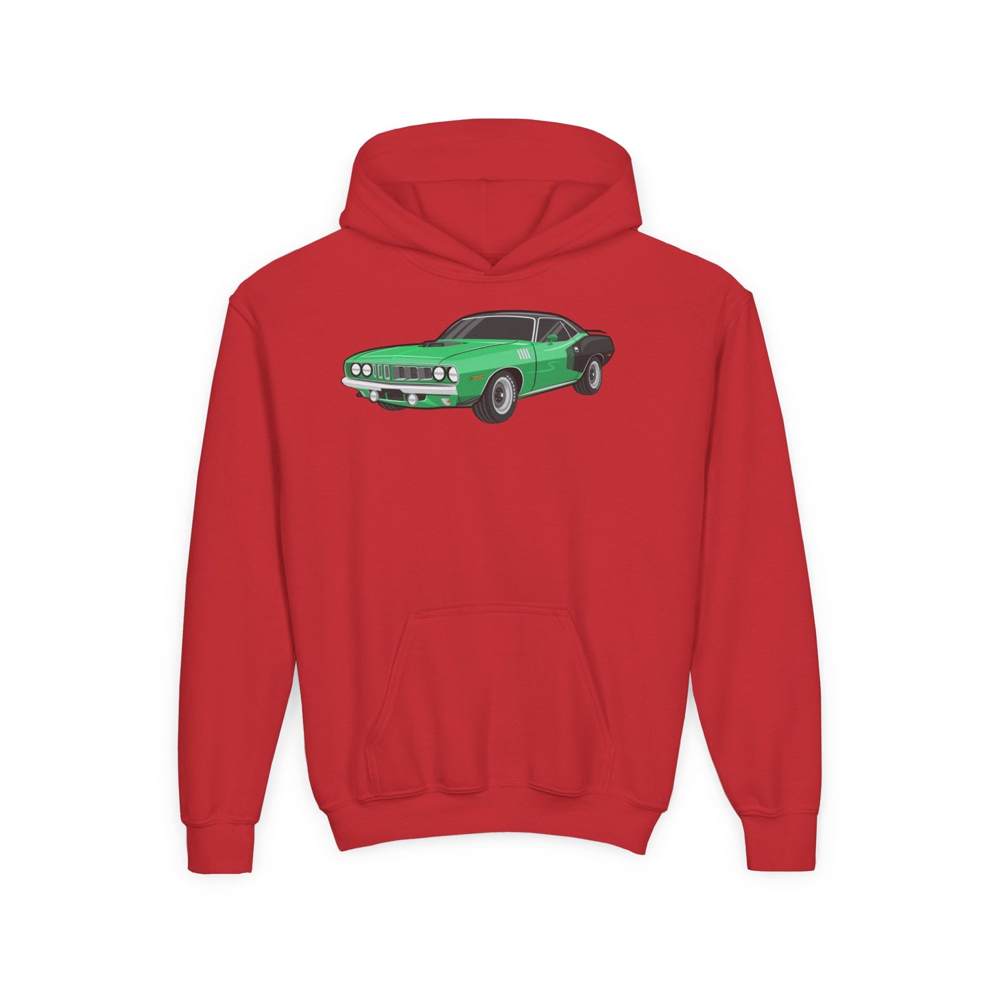 Youth Heavy Blend Hooded Sweatshirt - Vintage green car