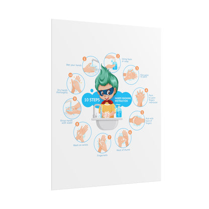 Rolled Posters - Super kiddo hand washing steps - [[{"value":"Wonderwear Kid"}]]