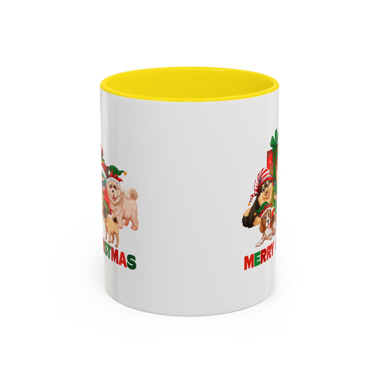 Accent Coffee Mug - Christmas with super kiddo pet friends with text