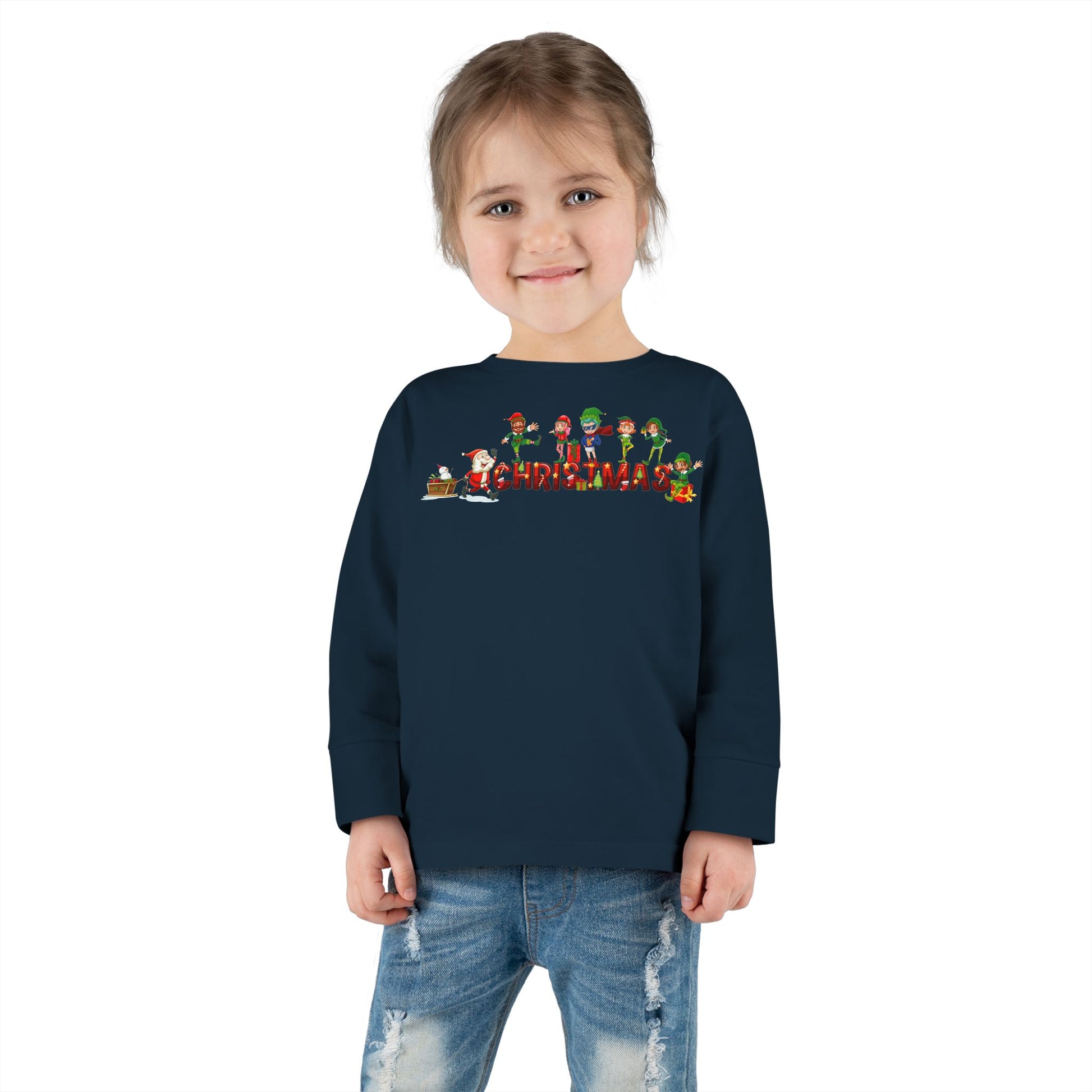 Toddler Long Sleeve Tee - Christmas with santa claus and friends - [[{"value":"Wonderwear Kid"}]]