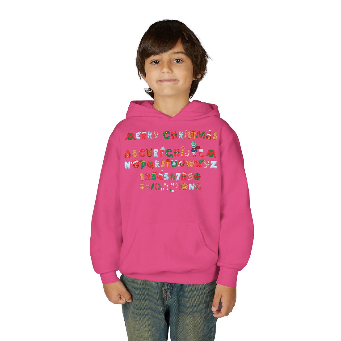 Youth Heavy Blend Hooded Sweatshirt - Christmas alphabet