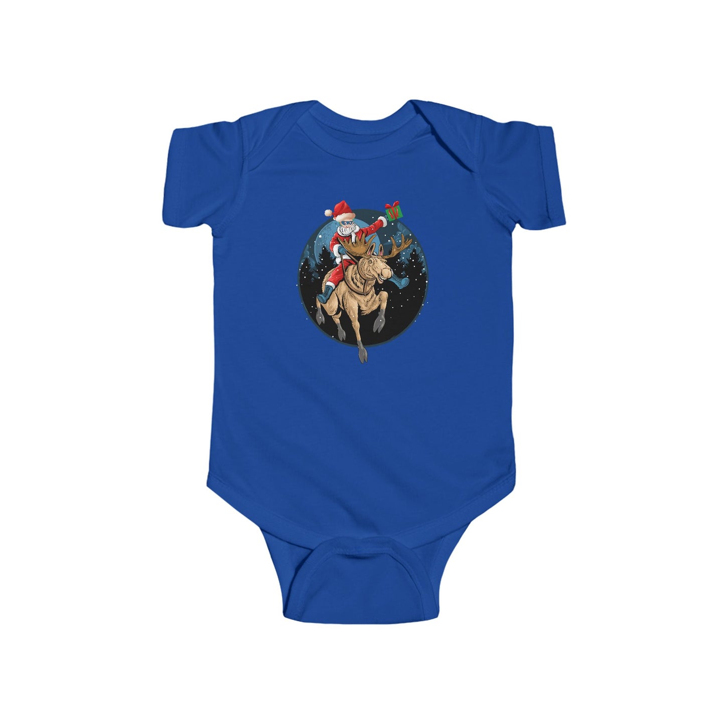 Infant Bodysuit - Super kiddo riding a reindeer - [[{"value":"Wonderwear Kid"}]]