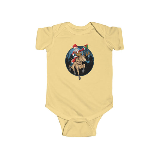 Infant Bodysuit - Super kiddo riding a reindeer - [[{"value":"Wonderwear Kid"}]]