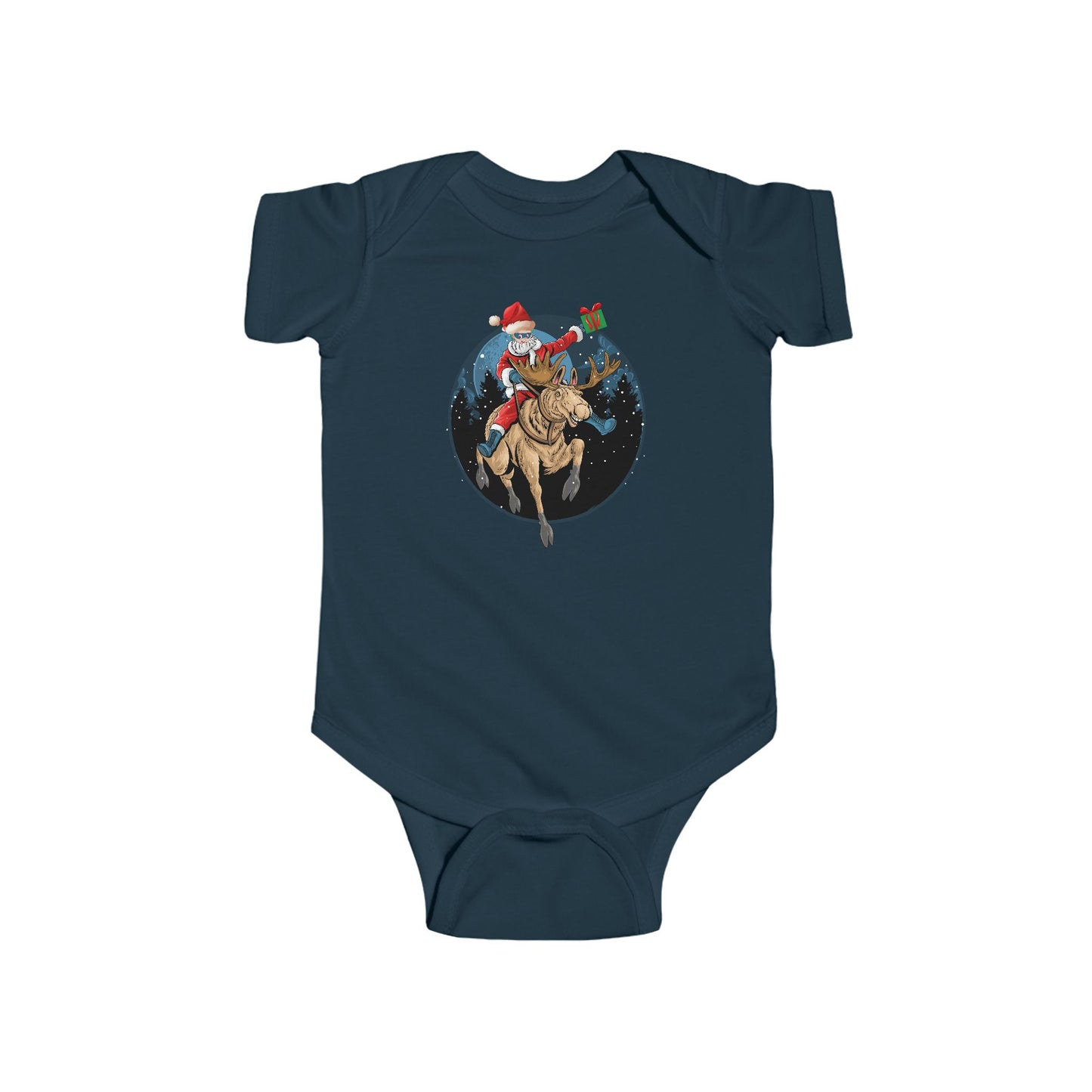 Infant Bodysuit - Super kiddo riding a reindeer - [[{"value":"Wonderwear Kid"}]]