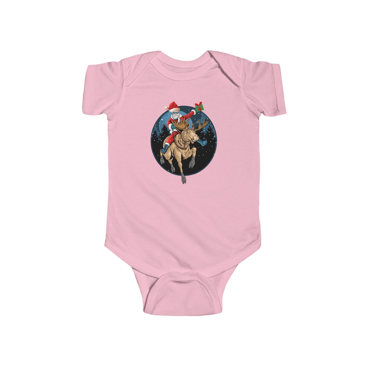 Infant Bodysuit - Super kiddo riding a reindeer - [[{"value":"Wonderwear Kid"}]]