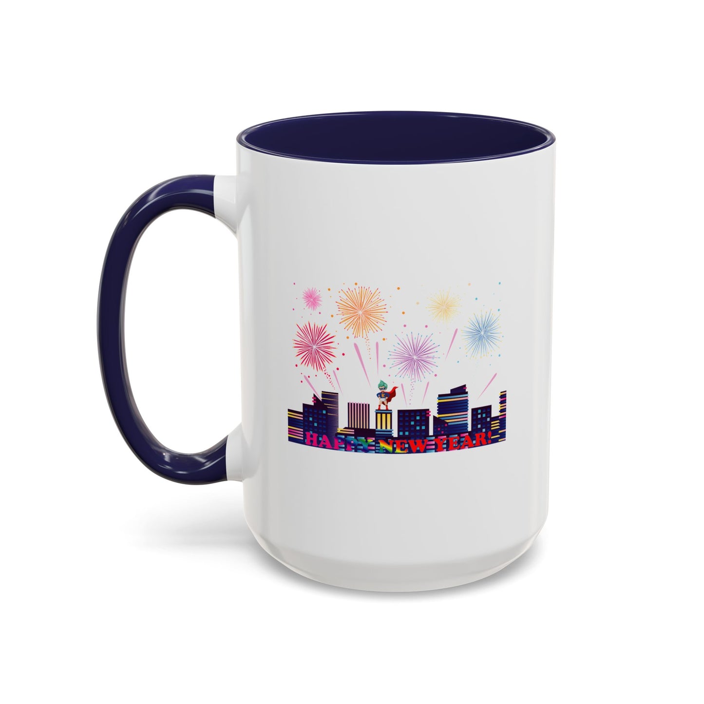 Accent Coffee Mug - Super kiddo with fireworks with text