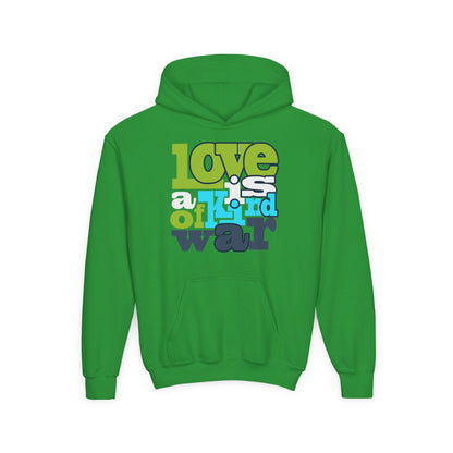 Youth Heavy Blend Hooded Sweatshirt - Love is Kind of War Printify