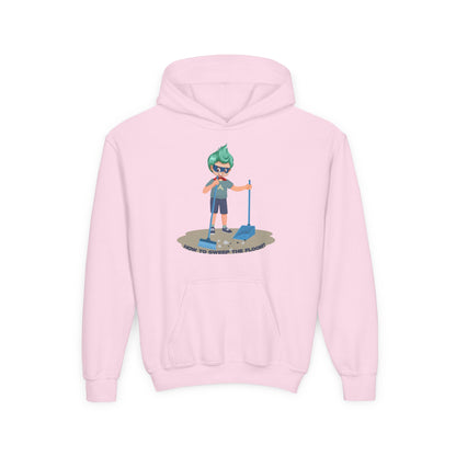 Youth Heavy Blend Hooded Sweatshirt - Super kiddo sweeping floor - [[{"value":"Wonderwear Kid"}]]
