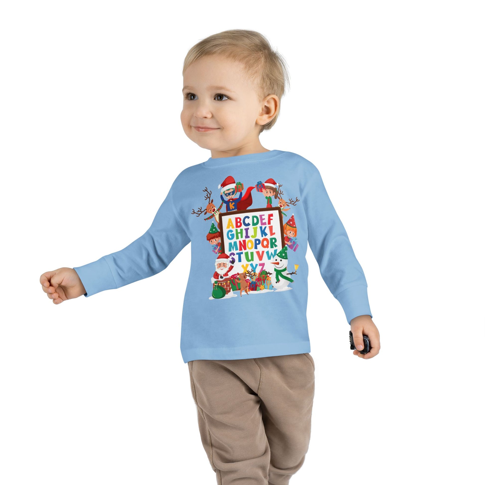 Toddler Long Sleeve Tee - Christmas alphabet with super kiddo - [[{"value":"Wonderwear Kid"}]]