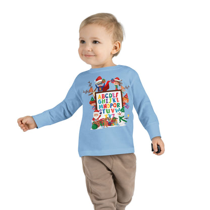 Toddler Long Sleeve Tee - Christmas alphabet with super kiddo - [[{"value":"Wonderwear Kid"}]]