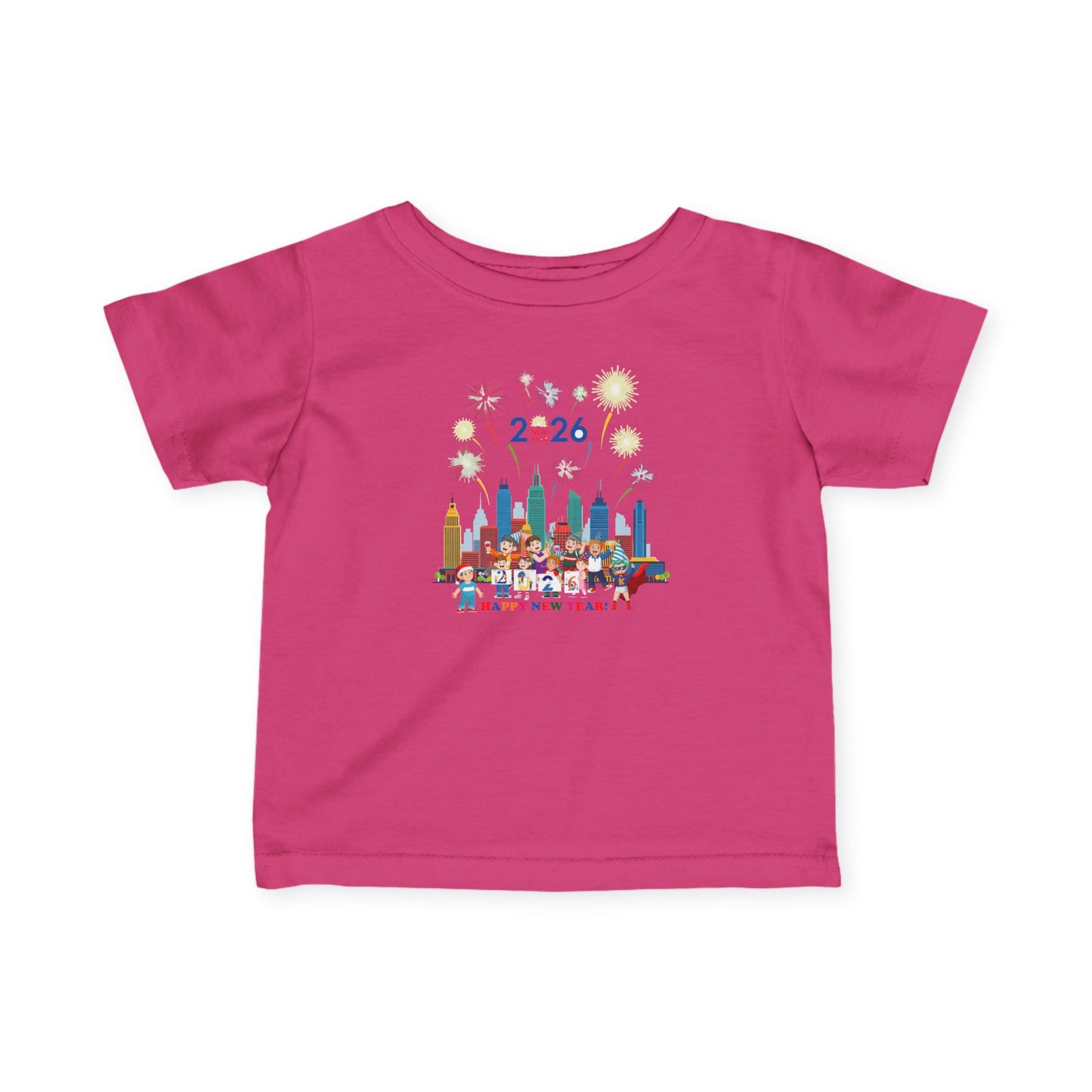 Infant Fine Jersey Tee - Happy new year with fireworks - [[{"value":"Wonderwear Kid"}]]