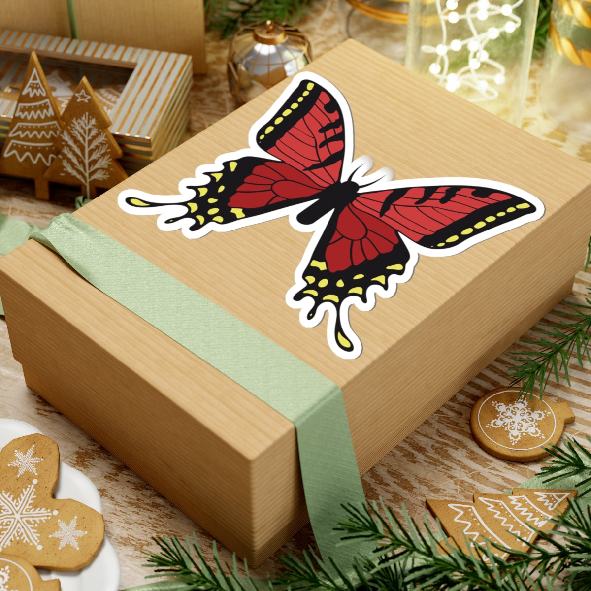 Kiss-Cut Stickers - Red butterfly