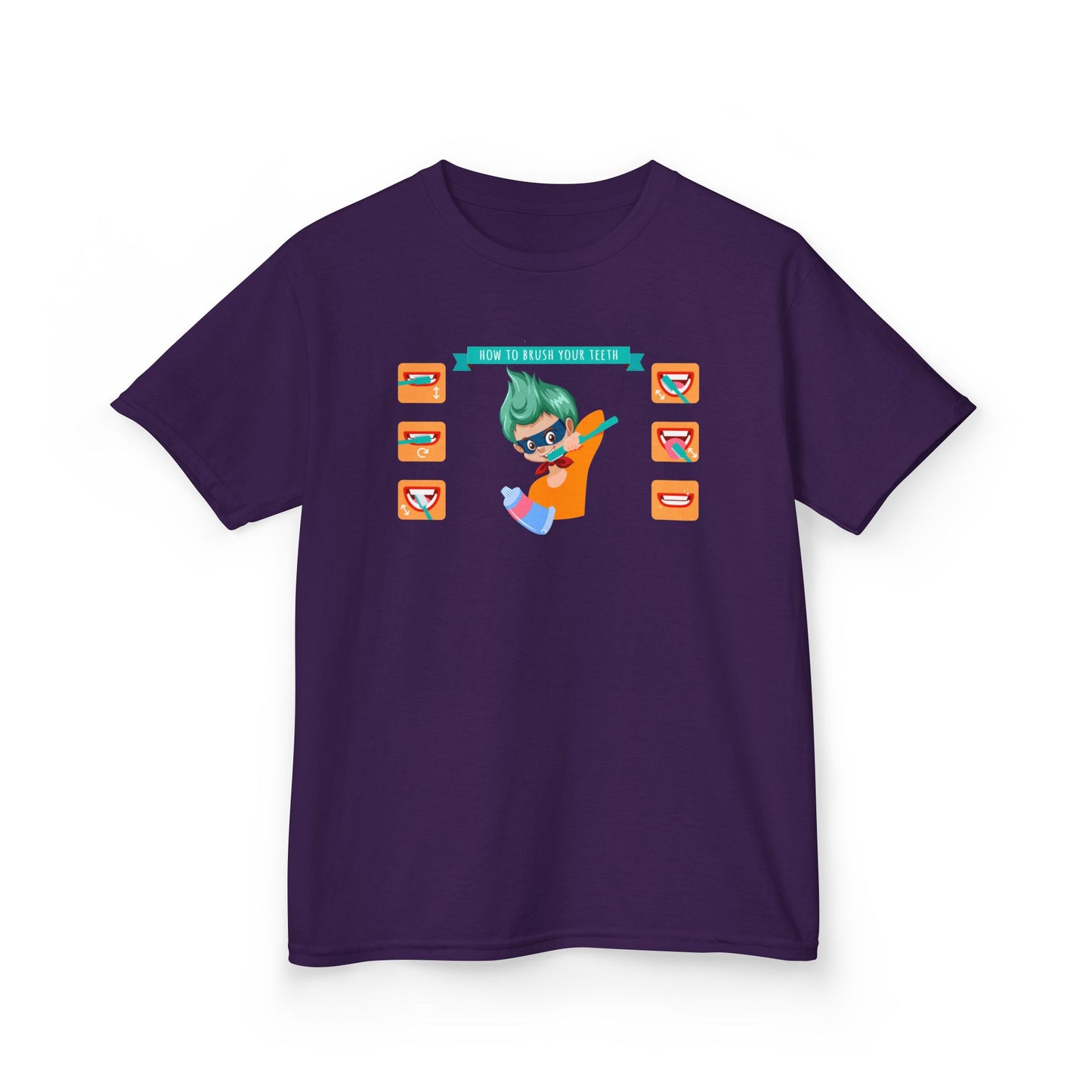 Kids Heavy Cotton™ Tee - Super kiddo how to brush teeth - [[{"value":"Wonderwear Kid"}]]
