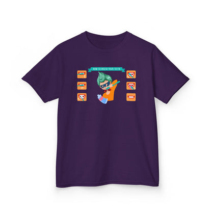 Kids Heavy Cotton™ Tee - Super kiddo how to brush teeth - [[{"value":"Wonderwear Kid"}]]