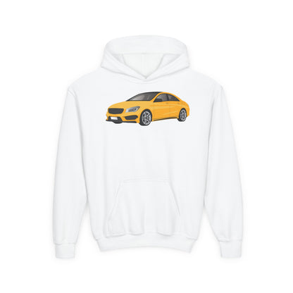 Youth Heavy Blend Hooded Sweatshirt - Yellow car Printify