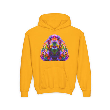 Youth hoodie with adorable golden retriever design Printify