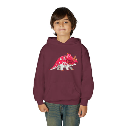 Youth hoodie with fun triceratops dinosaur design Printify