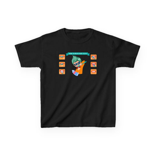 Kids Heavy Cotton™ Tee - Super kiddo how to brush teeth - [[{"value":"Wonderwear Kid"}]]