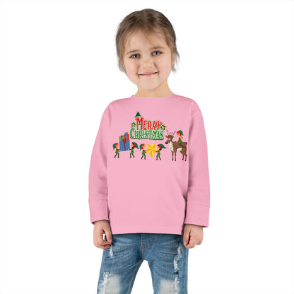 Toddler Long Sleeve Tee - Merry christmas and reindeer - [[{"value":"Wonderwear Kid"}]]