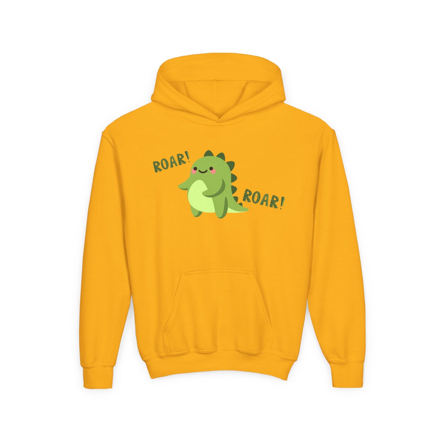 Youth Heavy Blend Hooded Sweatshirt - Cute Dinosaur Roar