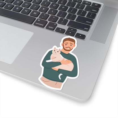 Kiss-Cut Stickers - Loving Dad with His Cat Printify