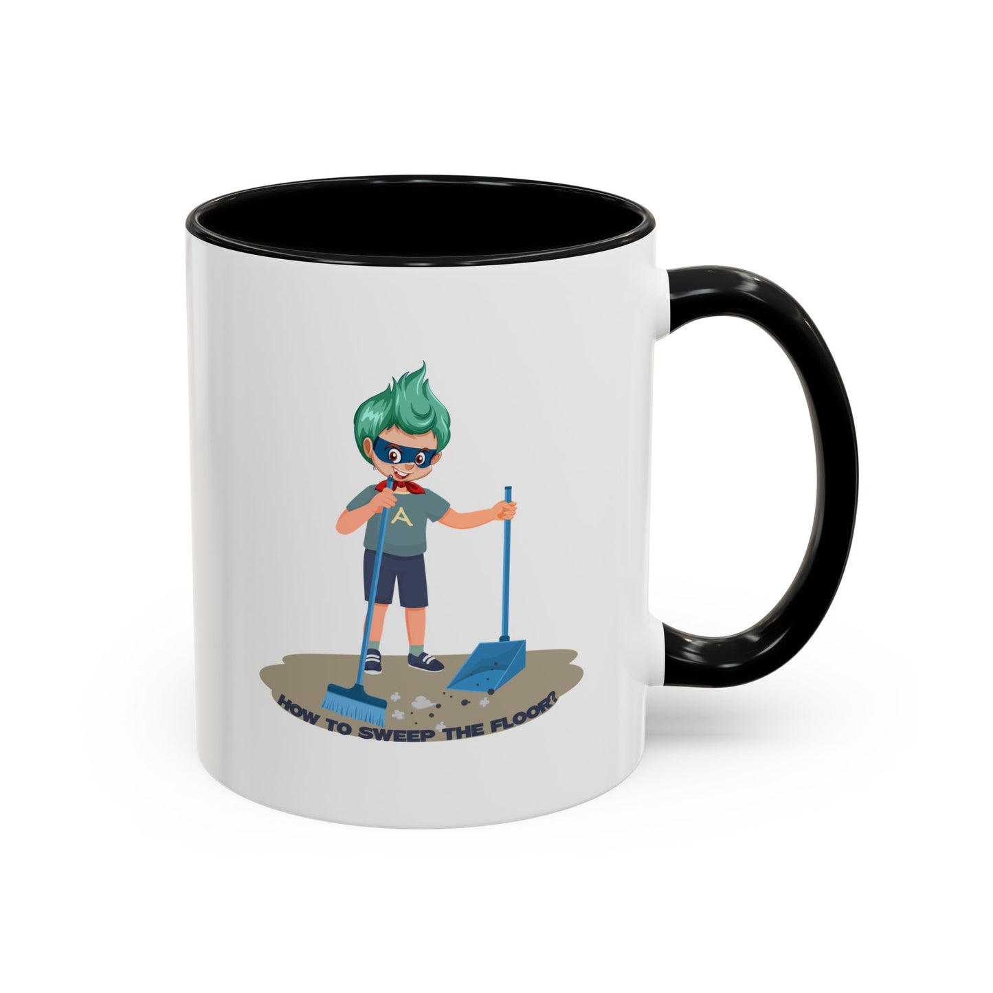 Accent Coffee Mug - Super kiddo sweeping floor