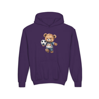Kids Soccer Bear Hoodie Printify