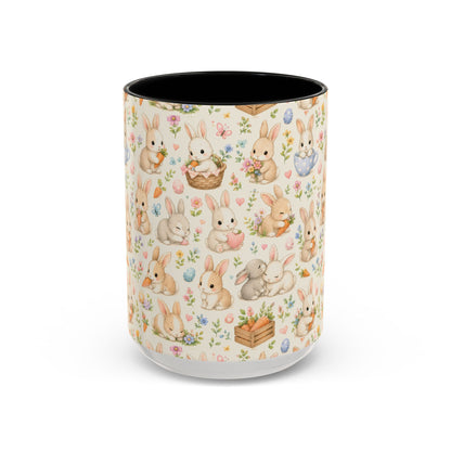 Accent Coffee Mug  (11/15 oz) - Pastel Bunny Garden Easter