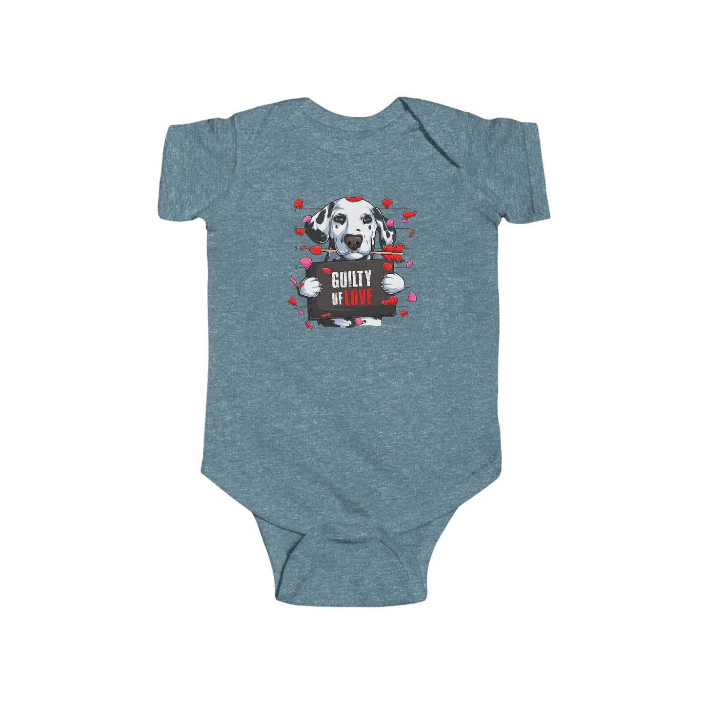 Infant Fine Jersey Bodysuit - Valentines -  Dalmatian Guilty of love - [[{"value":"Wonderwear Kid"}]]