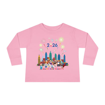Toddler Long Sleeve Tee - Happy new year with fireworks - [[{"value":"Wonderwear Kid"}]]