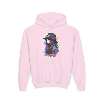 Youth Heavy Blend Hooded Sweatshirt - Beautiful Bohemian Floral Printify