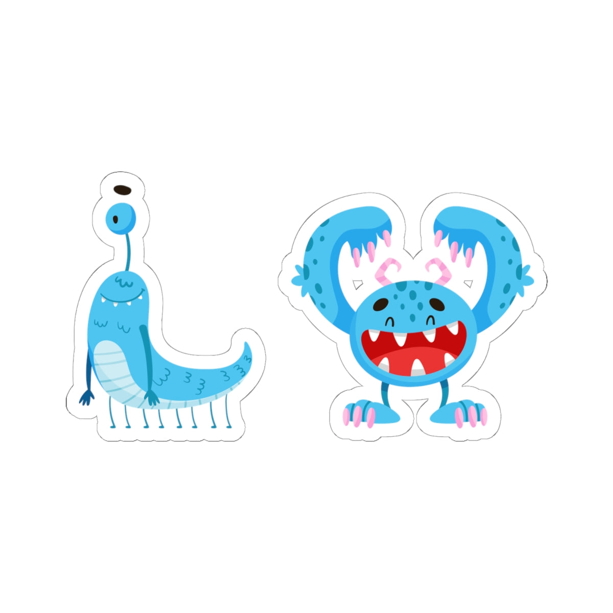 Kiss-Cut Vinyl Decals - Happy toothy blue monsters