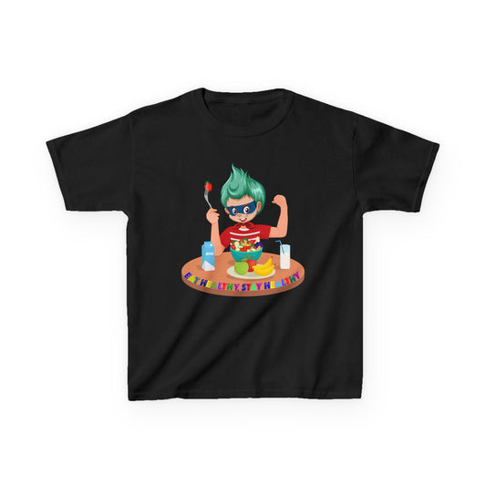 Kids Heavy Cotton™ Tee - super kiddo eating healthy food - [[{"value":"Wonderwear Kid"}]]