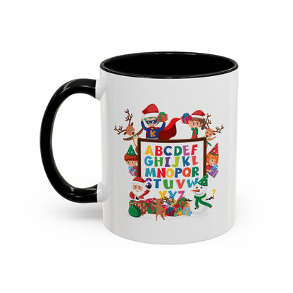 Accent Coffee Mug - Christmas alphabet with super kiddo - [[{"value":"Wonderwear Kid"}]]