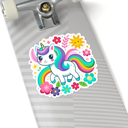 Kiss-cut Stickers - Unicorn with Flower Printify