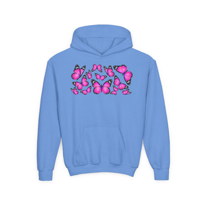 Youth Heavy Blend Hooded Sweatshirt -  Beautiful purple monarch Printify