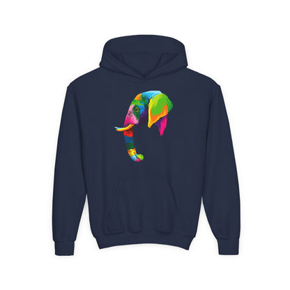 Youth hoodie with adorable elephant design Printify