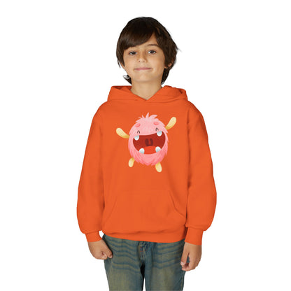 Youth Heavy Blend Hooded Sweatshirt - Baby pink monster Printify