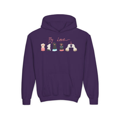 Youth Heavy Blend Hooded Sweatshirt - Paw My love Printify
