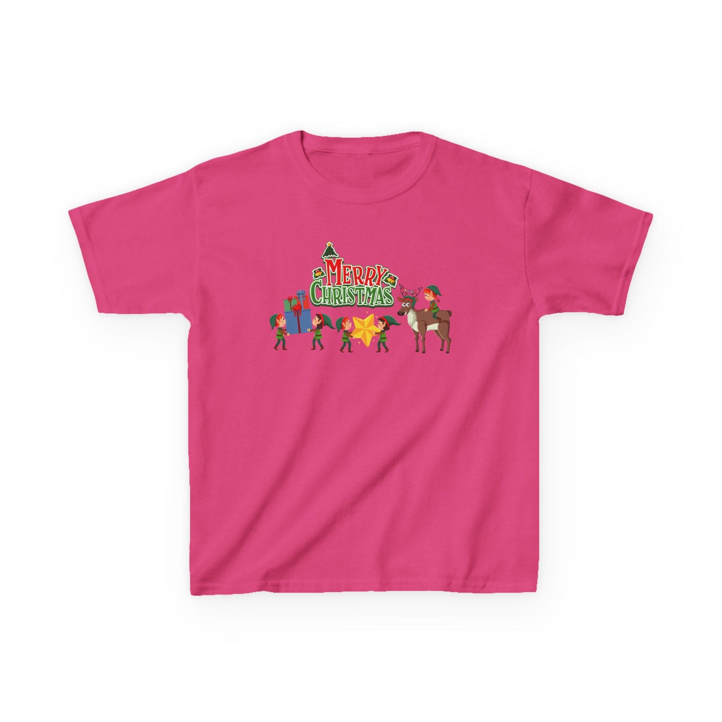 Kids Heavy Cotton™ Tee - Merry christmas and reindeer - [[{"value":"Wonderwear Kid"}]]
