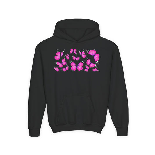 Youth Heavy Blend Hooded Sweatshirt -  Beautiful purple monarch Printify