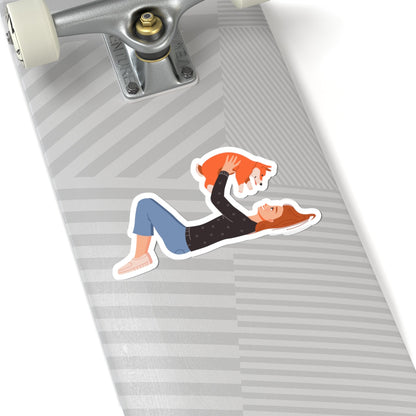 Kiss-Cut Stickers - Girl with her Dog Holding High Printify