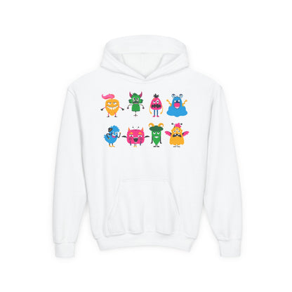 Youth Heavy Blend Hooded Sweatshirt - Set of monsters Printify