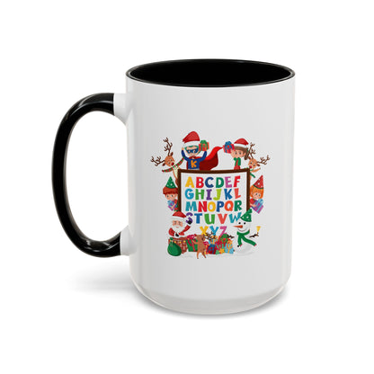 Accent Coffee Mug - Christmas alphabet with super kiddo - [[{"value":"Wonderwear Kid"}]]