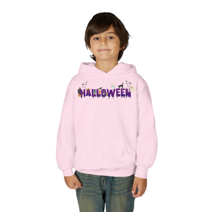 Youth Heavy Blend Hooded Sweatshirt - Holloween word Printify