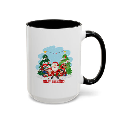 Accent Coffee Mug - Super kiddo with santa claus Merry christmas - [[{"value":"Wonderwear Kid"}]]