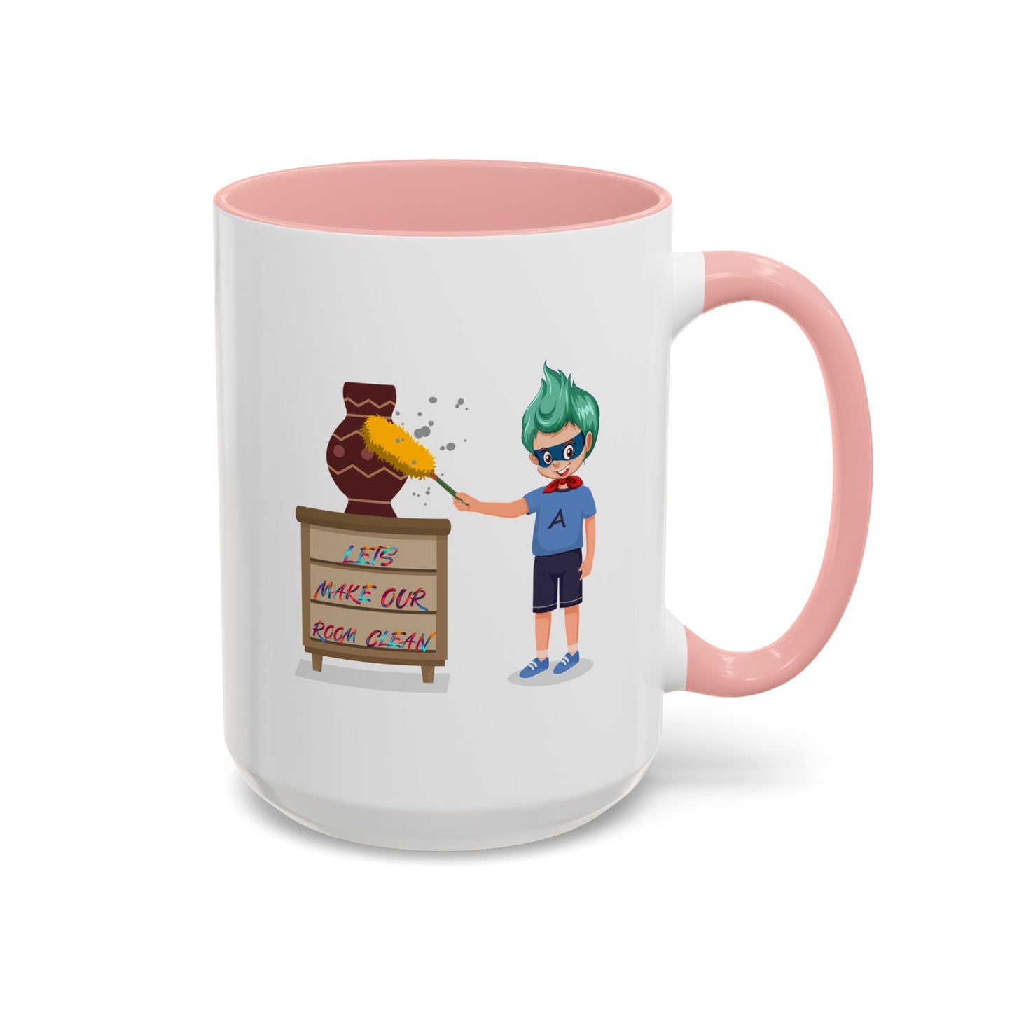 Accent Coffee Mug - Super kiddo cleaning a vase