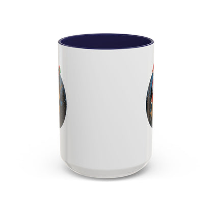 Accent Coffee Mug - Super kiddo riding a reindeer - [[{"value":"Wonderwear Kid"}]]