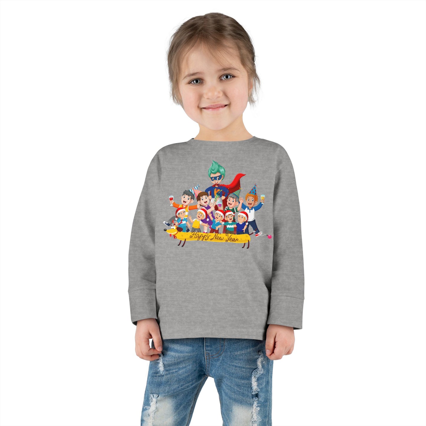 Toddler Long Sleeve Tee - Happy new year with friends - [[{"value":"Wonderwear Kid"}]]